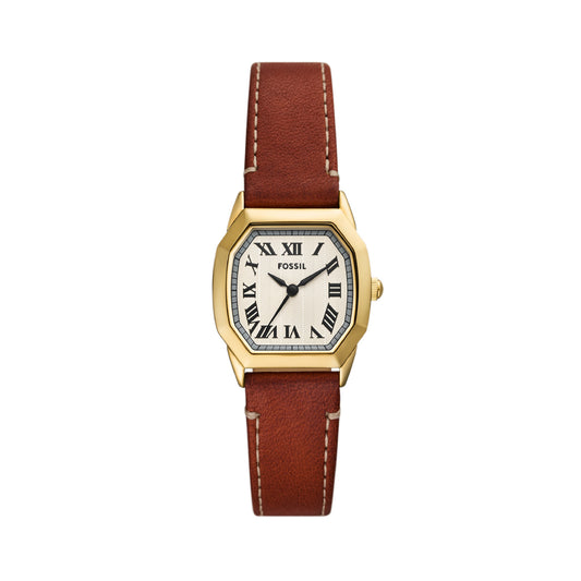 Orologio solo tempo Fossil in acciaio color oro e pelle F.ES5364