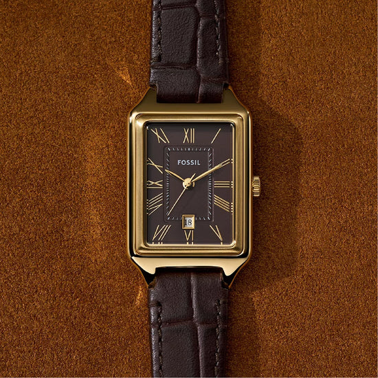 Orologio solo tempo Fossil Raquel in acciaio dorato e marrone MISURA UNICA
