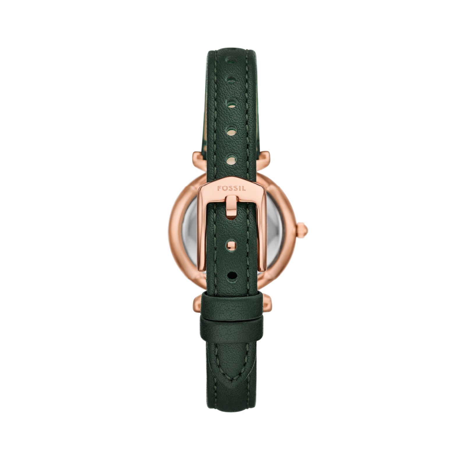 Orologio solo tempo Fossil in acciaio oro rosa e pelle verde F.ES5370