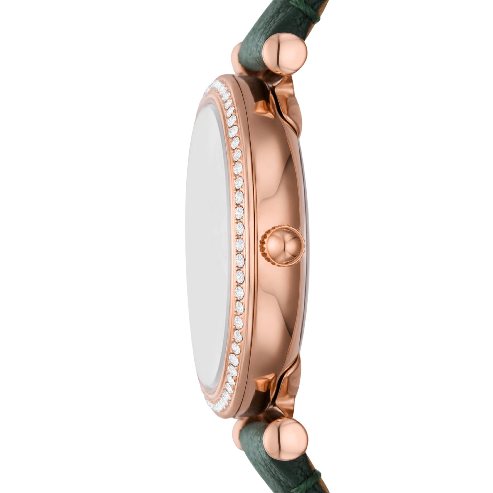 Orologio solo tempo Fossil in acciaio oro rosa e pelle verde F.ES5370