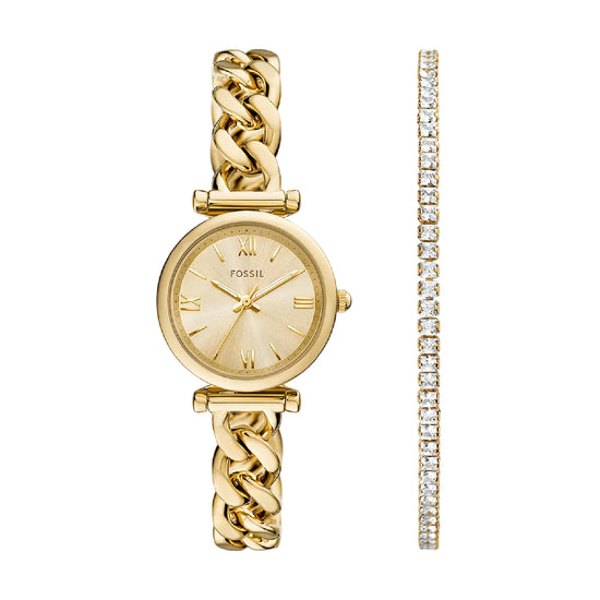 Set orologio e bracciale tennis della Fossil in acciaio dorato
