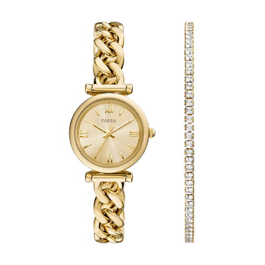 Set orologio e bracciale tennis della Fossil in acciaio dorato