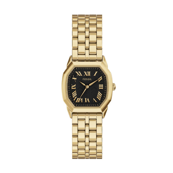 Orologio solo tempo Fossil acciaio dorato con quadrante nero MISURA UNICA