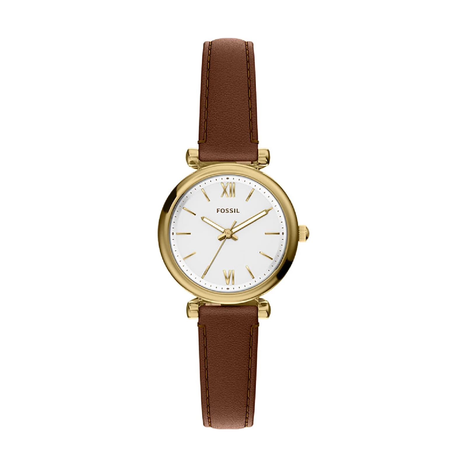 Orologio Fossil Carlie pelle marrone e cassa oro donna MISURA UNICA