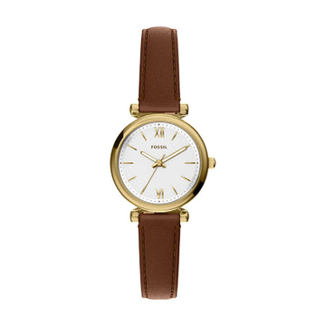 Orologio Fossil Carlie pelle marrone e cassa oro donna MISURA UNICA