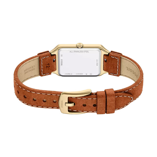 Orologio solo tempo Fossil Raquel in acciaio dorato e pelle MISURA UNICA