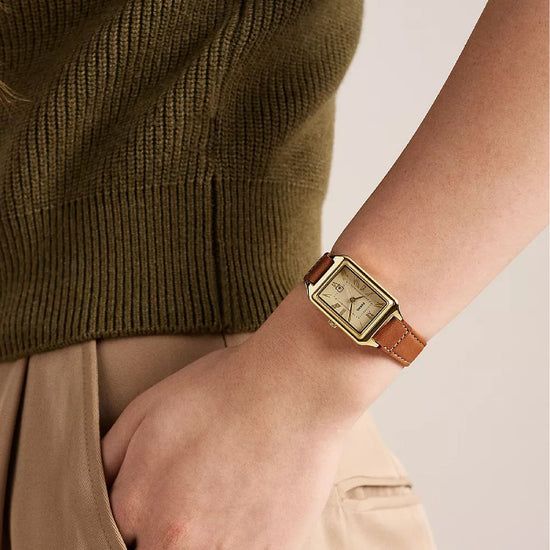 Orologio solo tempo Fossil Raquel in acciaio dorato e pelle MISURA UNICA
