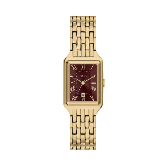 Orologio solo tempo Fossil Raquel in acciaio dorato bordeaux MISURA UNICA