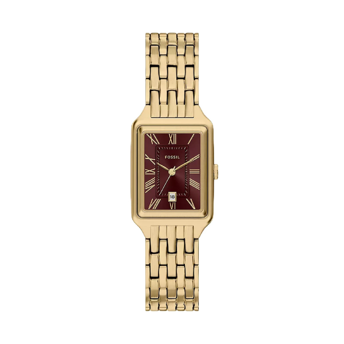 Orologio solo tempo Fossil Raquel in acciaio dorato bordeaux MISURA UNICA