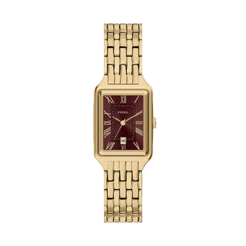 Orologio solo tempo Fossil Raquel in acciaio dorato bordeaux MISURA UNICA