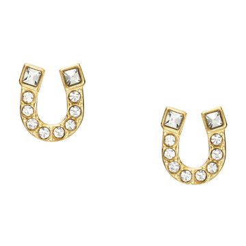 Orecchini Fossil in acciaio dorato con ferro di cavallo