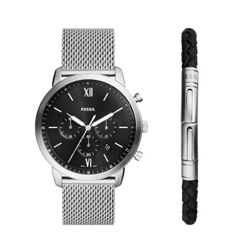 Set Fossil bracciale e orologio cronografo in acciaio da uomo F.FS6021SET
