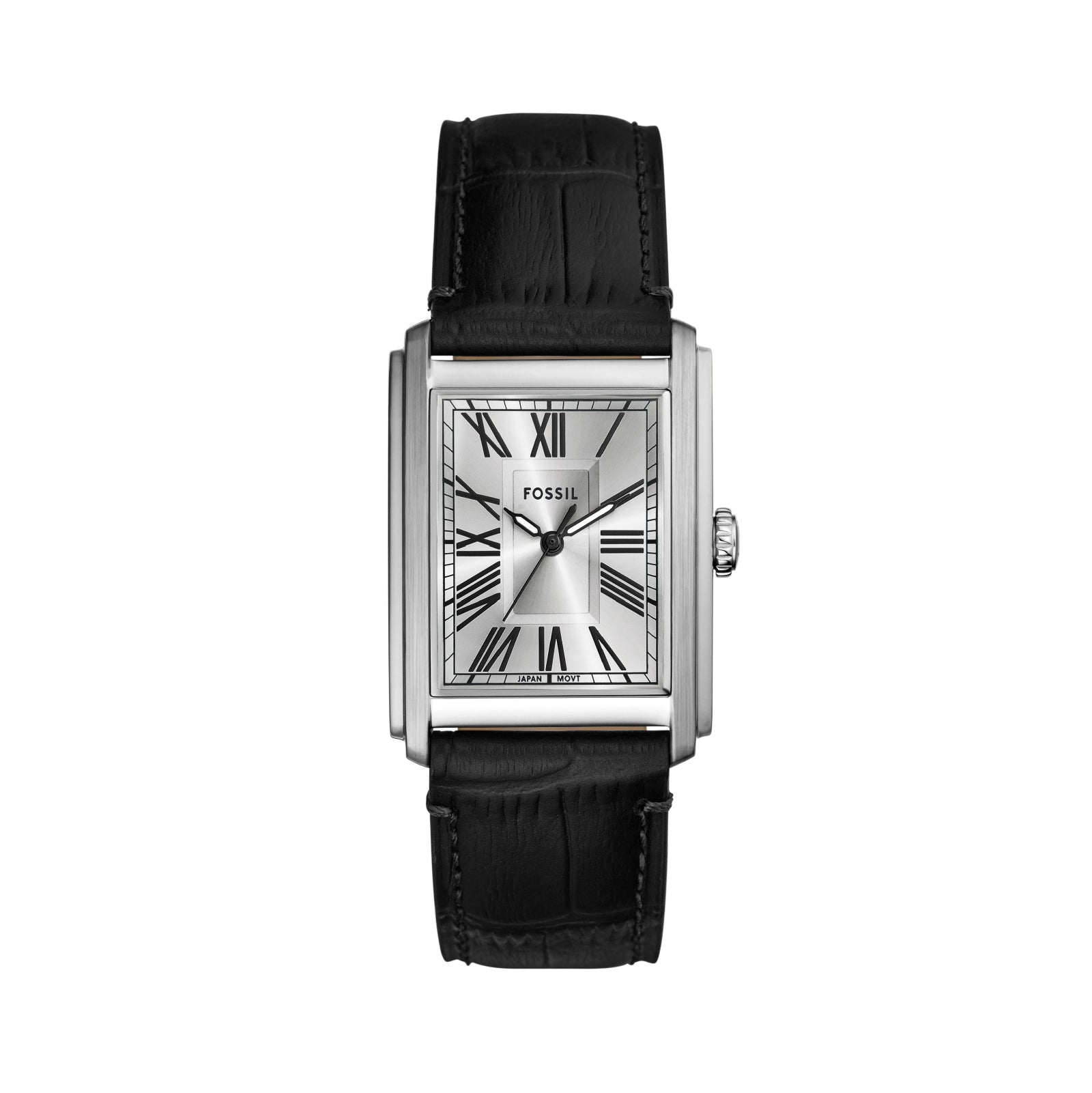Orologio al quarzo Fossil in acciaio argento e pelle nera F.FS6078