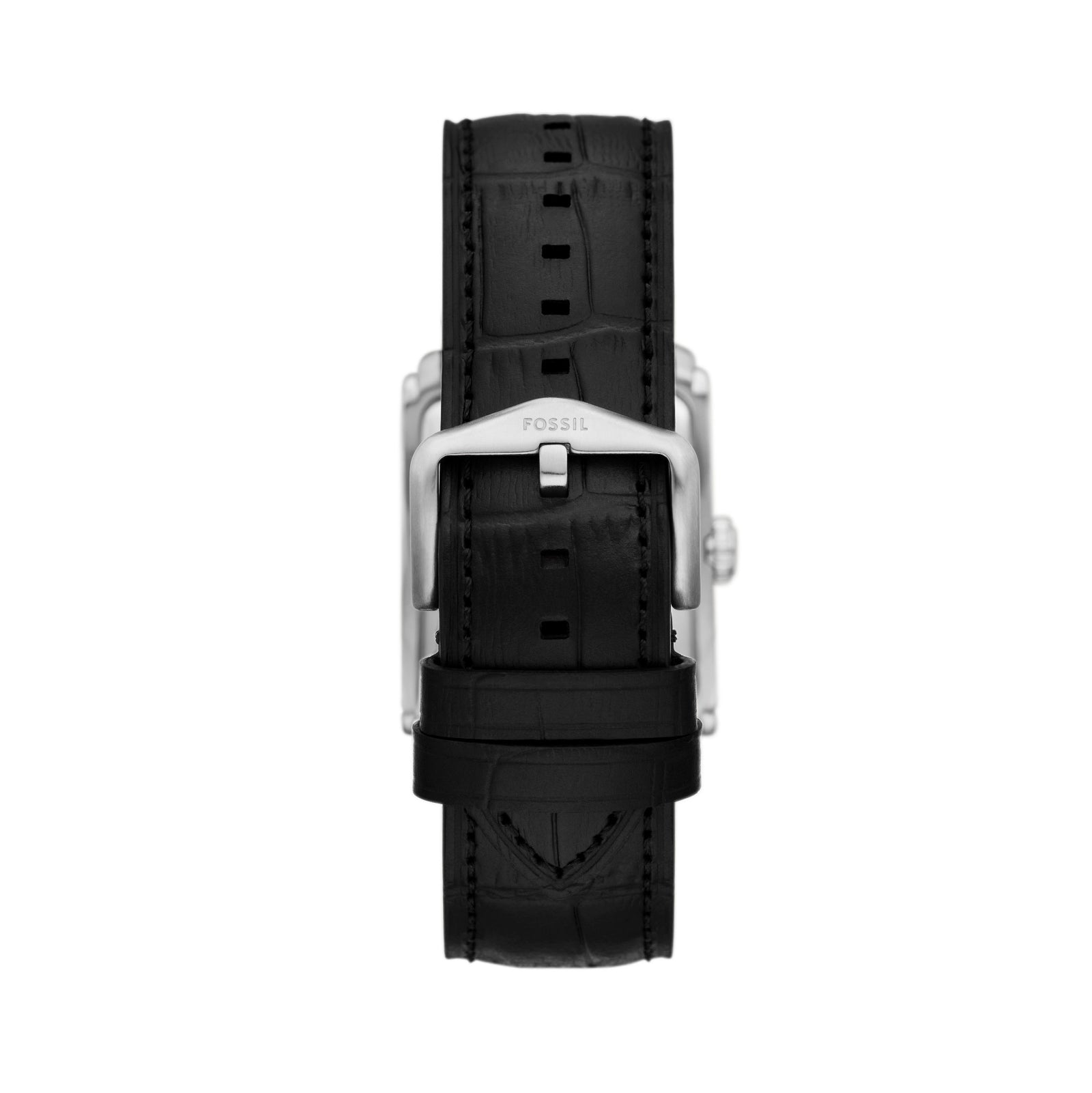 Orologio al quarzo Fossil in acciaio argento e pelle nera F.FS6078