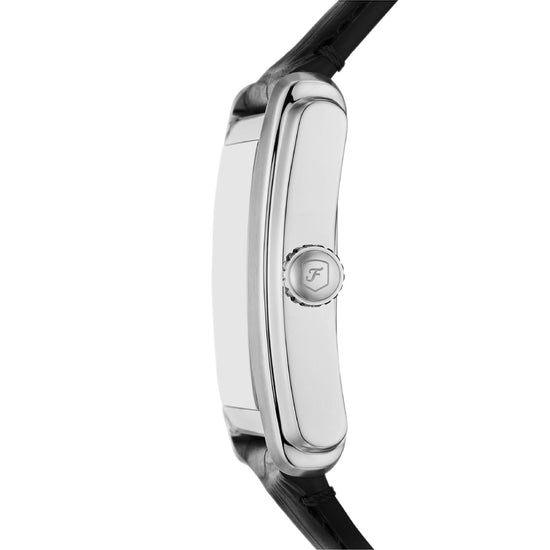 Orologio al quarzo Fossil in acciaio argento e pelle nera F.FS6078