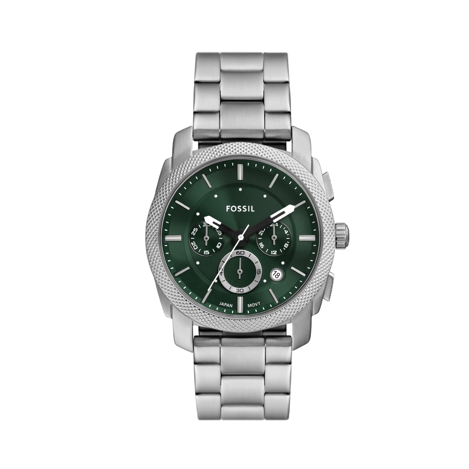 Orologio cronografo Fossil in acciaio argento e verde F.FS6079