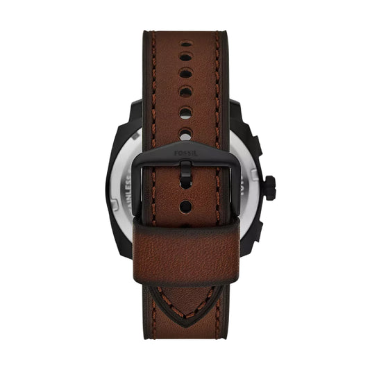Set orologio e bracciale Fossil in acciaio e pelle marrone