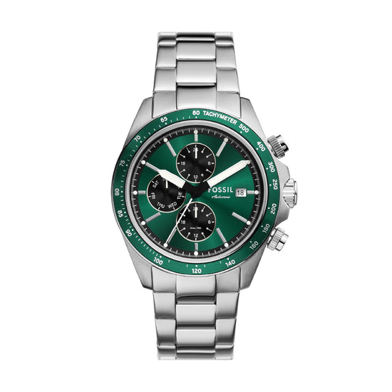 Orologio multifunzione uomo Fossil in acciaio quadrante verde MISURA UNICA