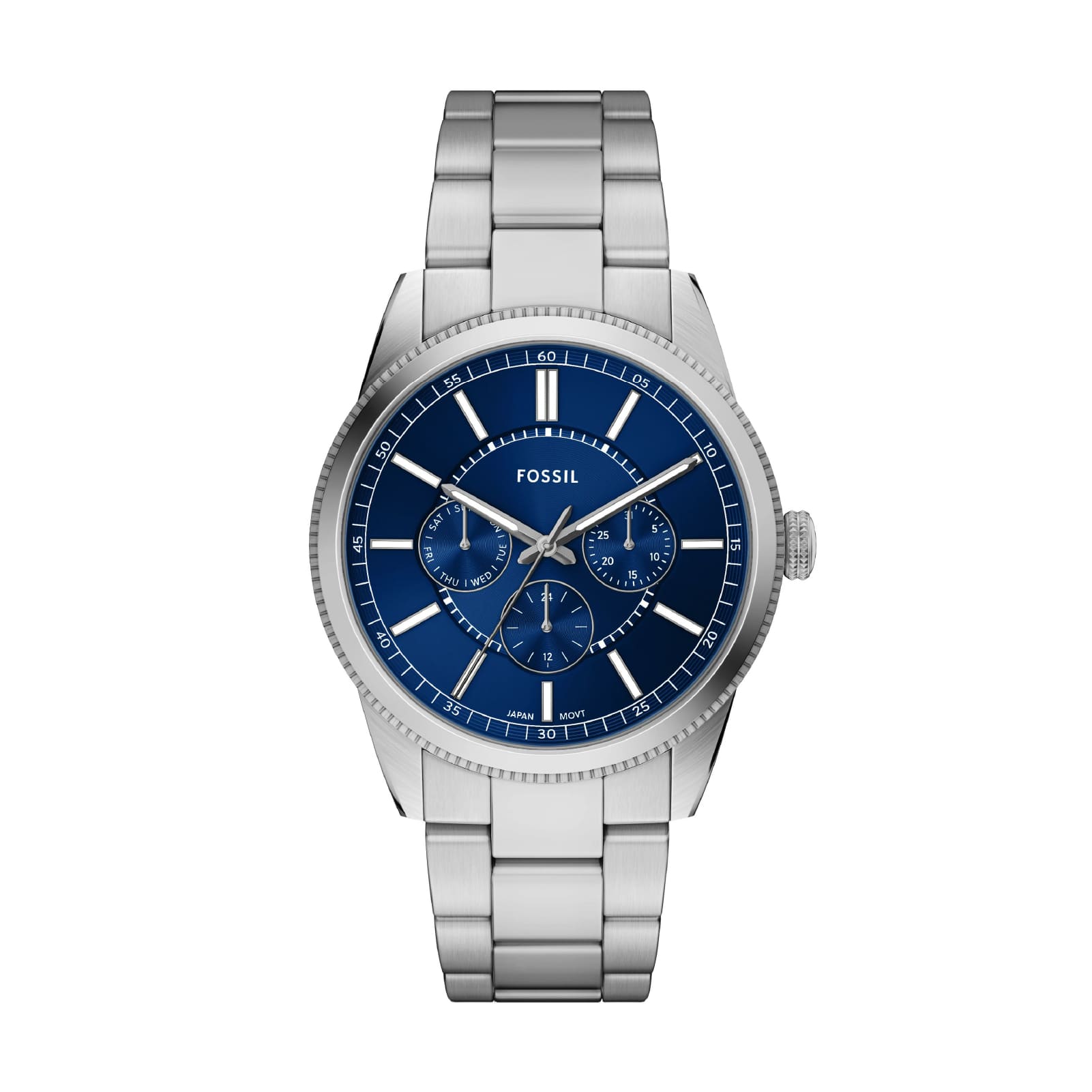 Orologio multifunzione uomo Fossil in acciaio quadrante blu MISURA UNICA