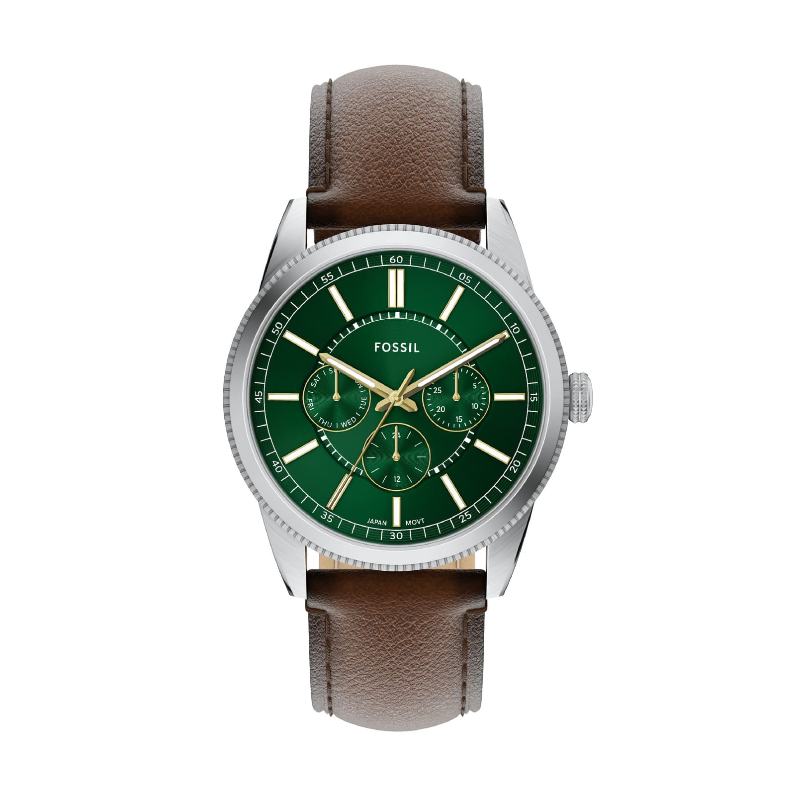 Orologio multi uomo Fossil in acciaio pelle e quadrante verde MISURA UNICA