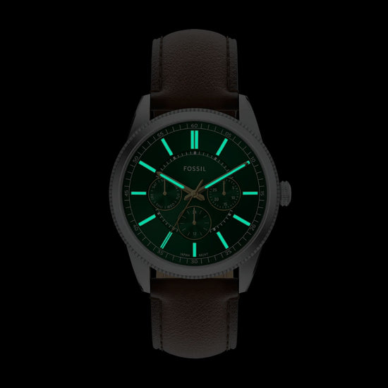 Orologio multi uomo Fossil in acciaio pelle e quadrante verde MISURA UNICA