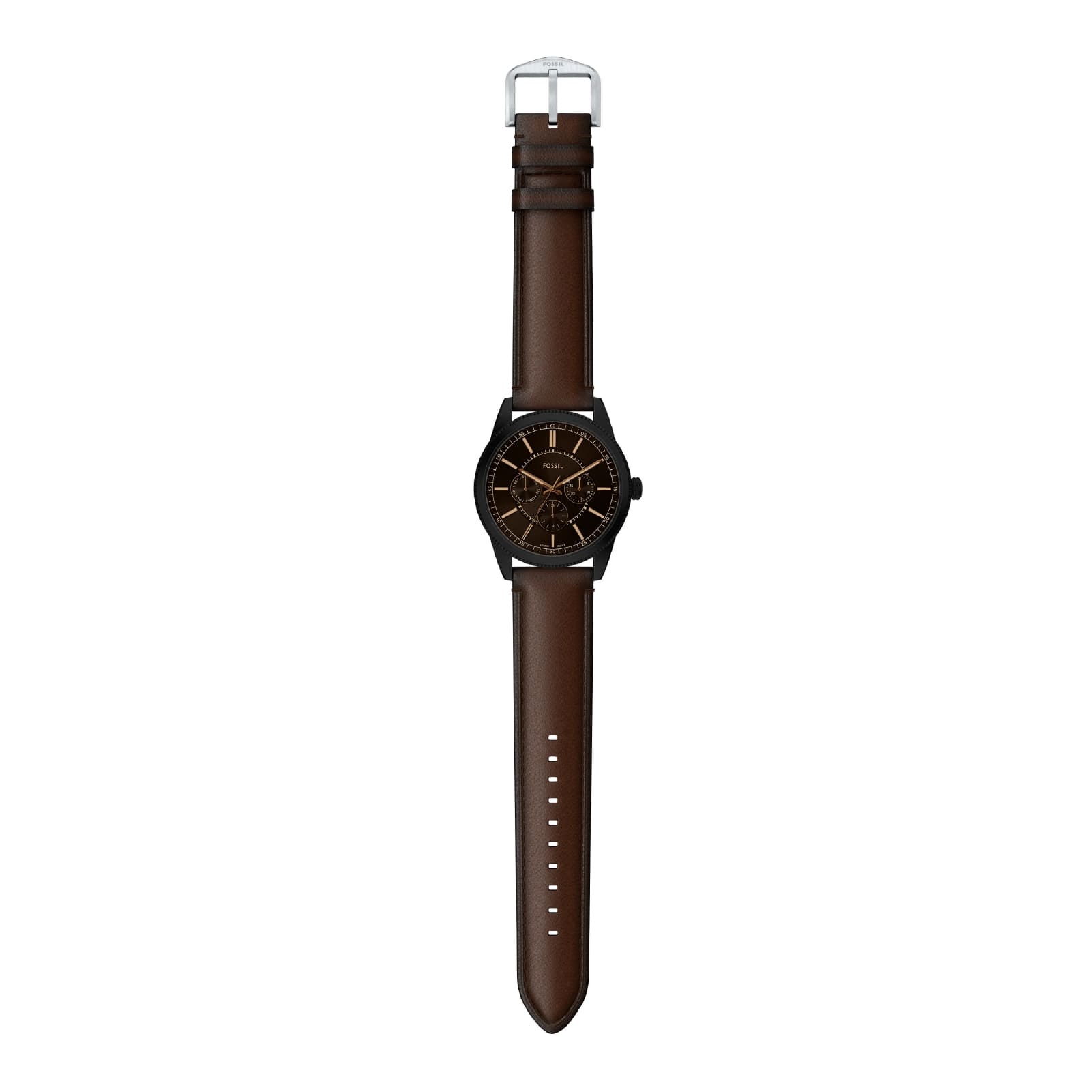 Orologio uomo Fossil in acciaio pelle e quadrante marrone MISURA UNICA