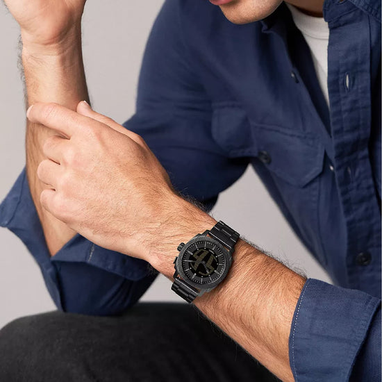 Orologio Fossil Machine Big Tic quadrante e bracciale nero uomo MISURA UNICA