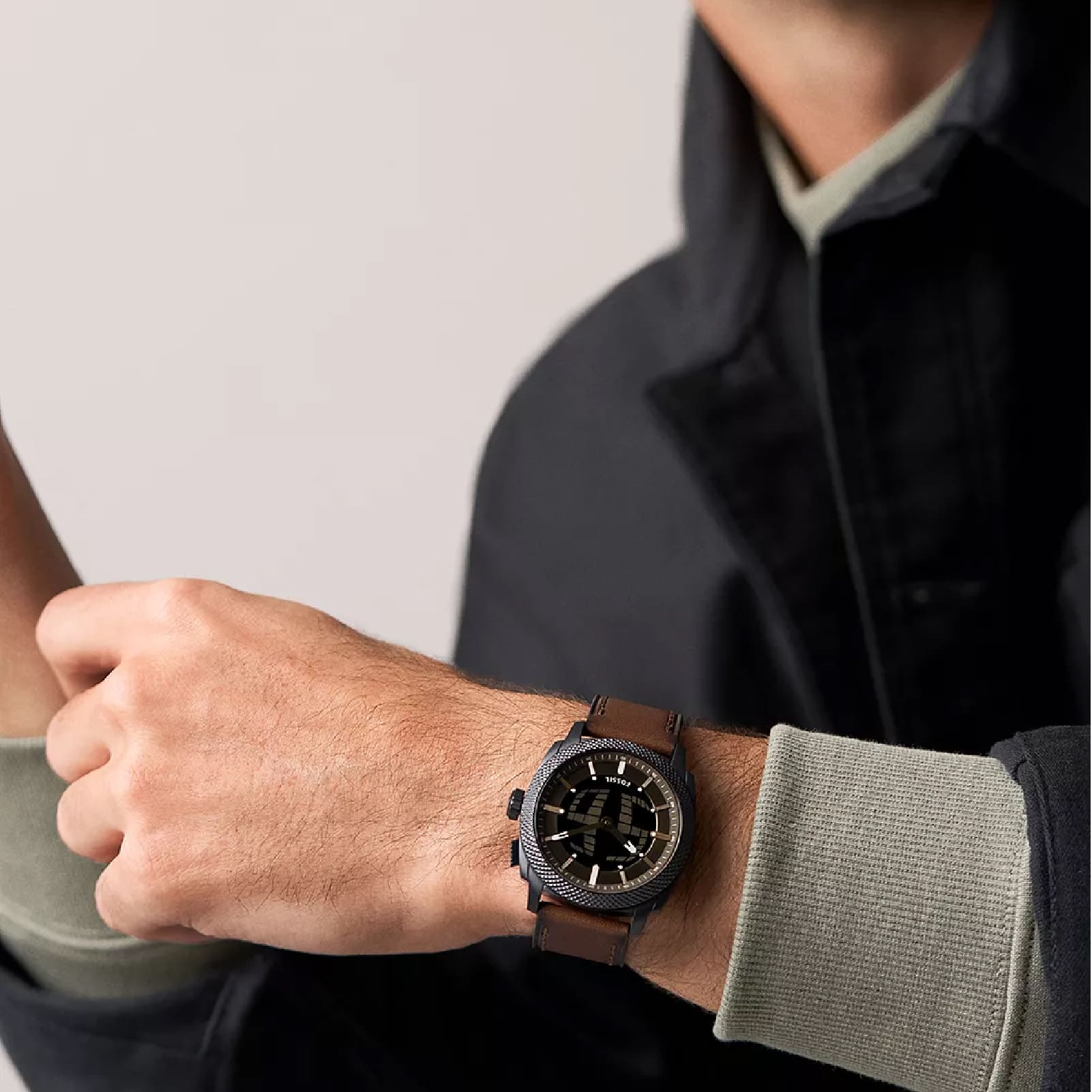 Orologio Fossil Machine Big Tic cinturino pelle marrone uomo MISURA UNICA