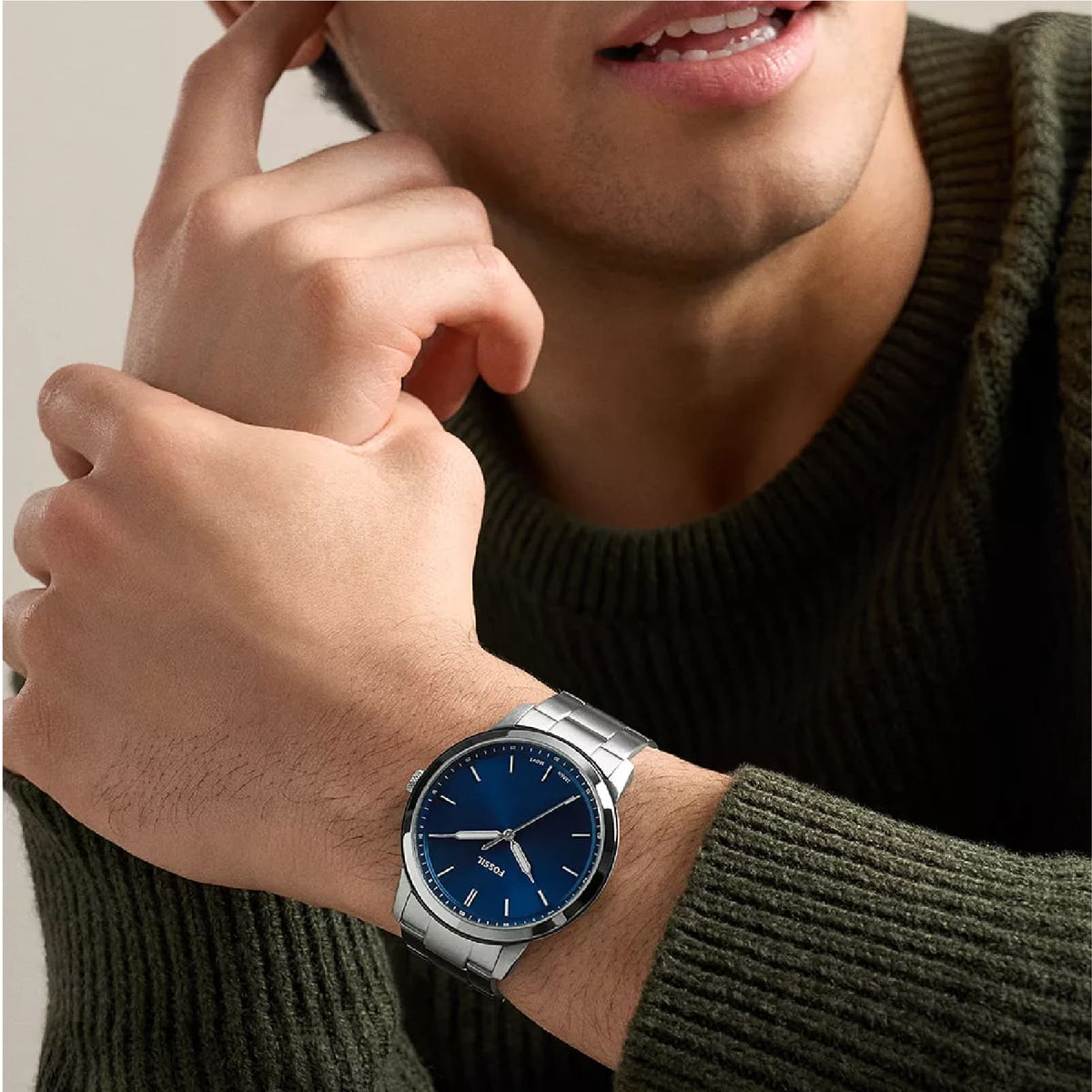 Orologio solo tempo Fossil Minimalist in acciaio e blu MISURA UNICA