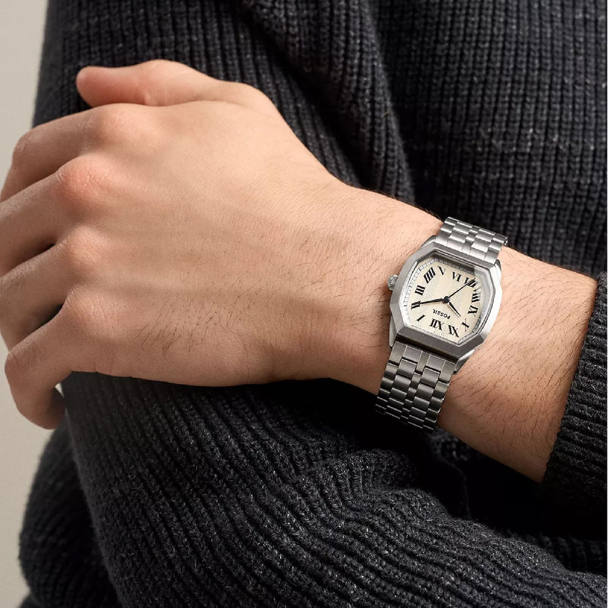 Orologio solo tempo Fossil Harlow in acciaio quadrante crema MISURA UNICA