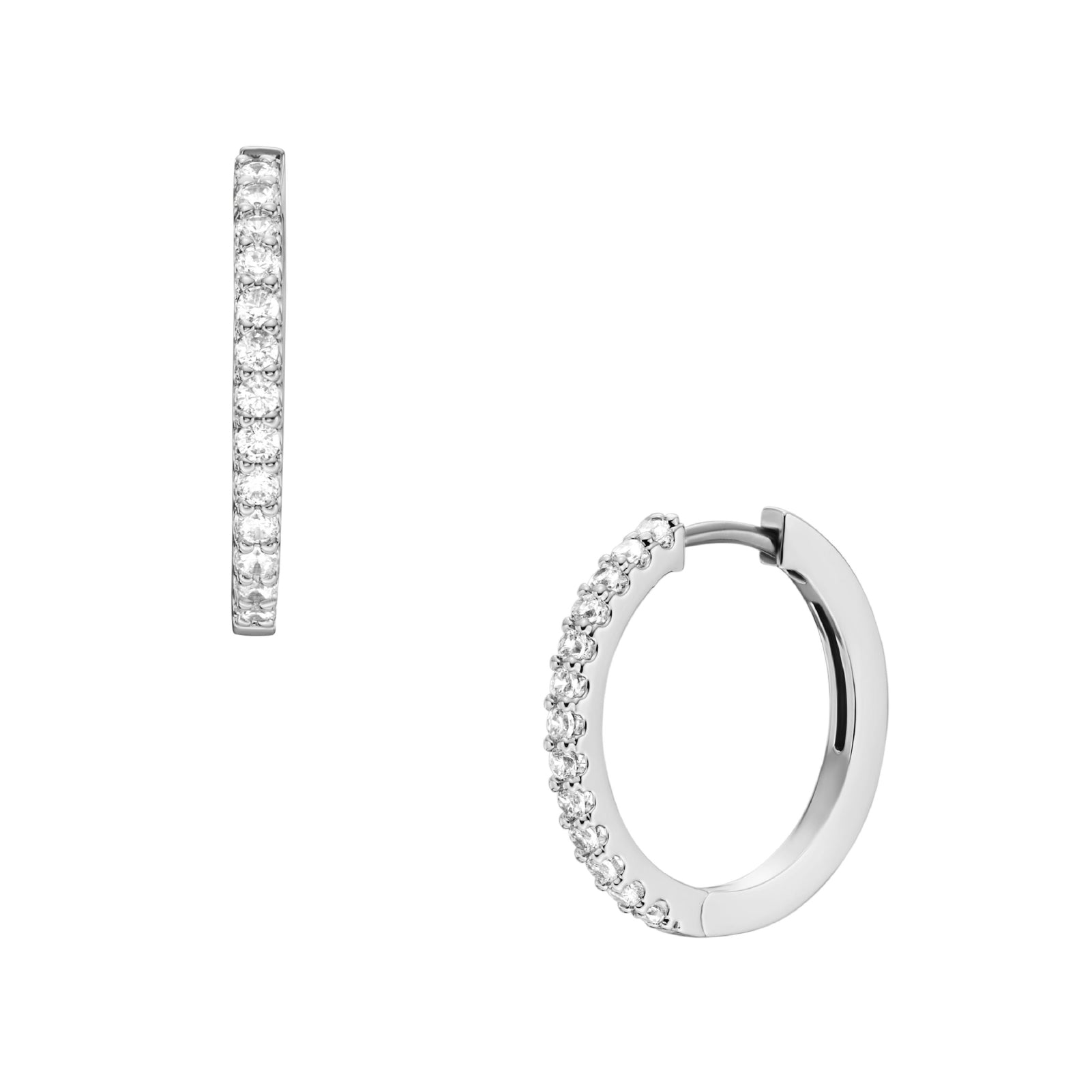 Orecchini a cerchio Fossil in ottone color argento da donna F.JA7234040