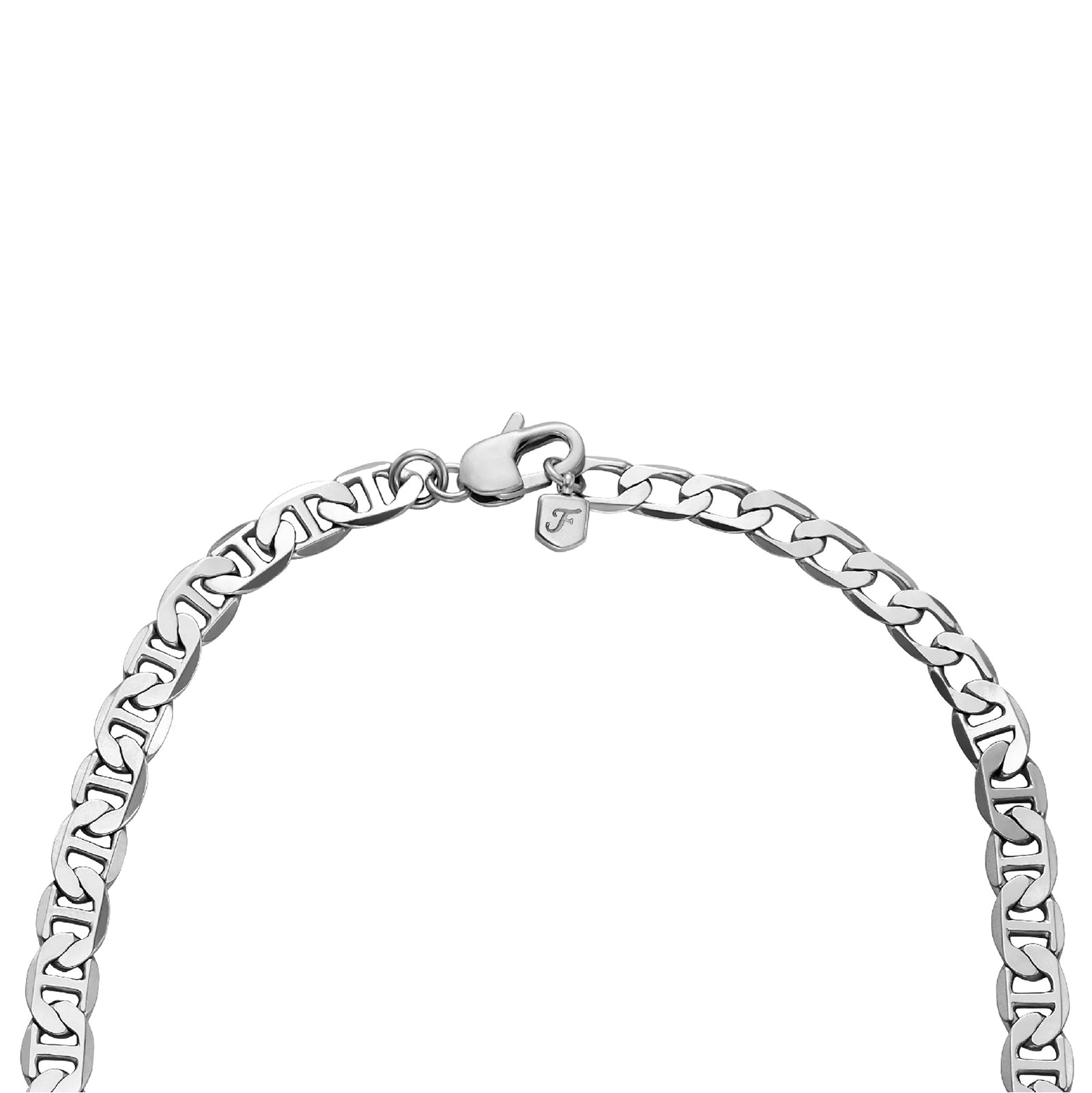 Collana Uomo Fossil In Pelle Con Moschettone - Marrone E Argento - Foto 5