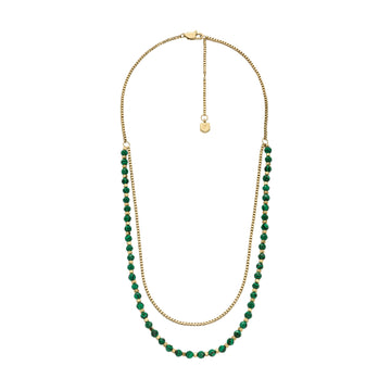 Collana a multifilo Fossil in acciaio oro e verde da donna F.JA7246710