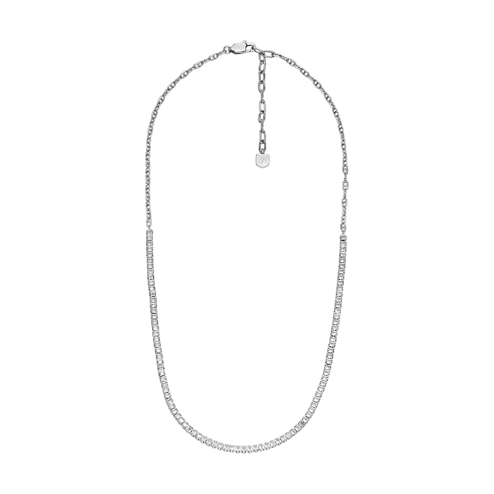 Collana tennis Fossil acciaio rodiato con cristalli bianchi