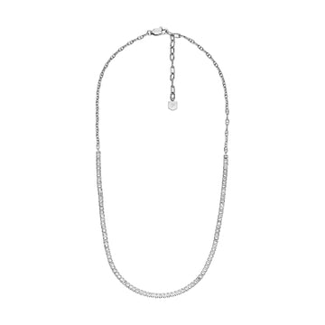 Collana tennis Fossil acciaio rodiato con cristalli bianchi