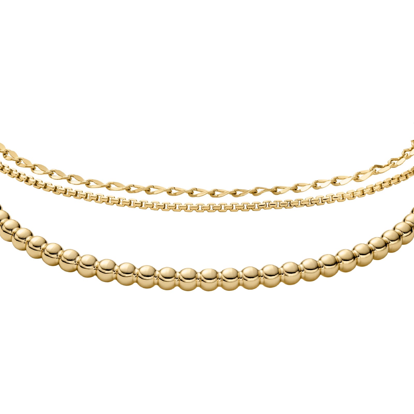 Set di bracciali rigido e catena Fossil in acciaio dorato REGOLABILE