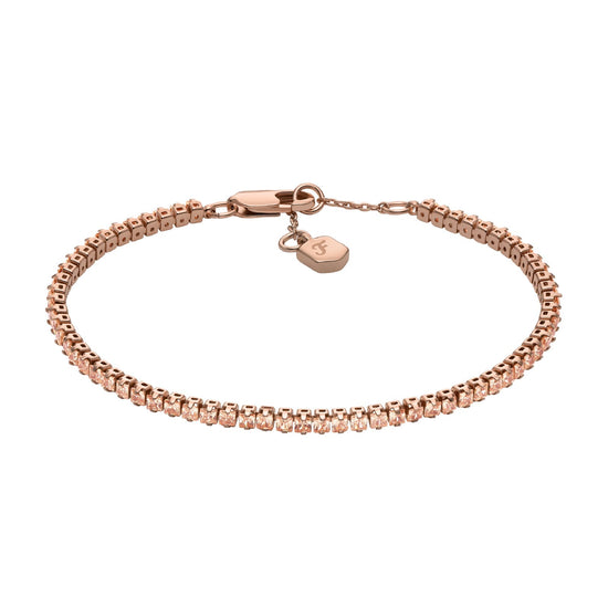 Bracciale tennis Fossil Ellis in ottone colore oro rosa Regolabile 16,5-19,5 cm