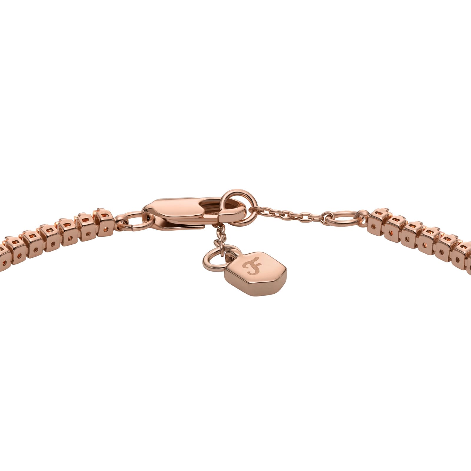 Bracciale tennis Fossil Ellis in ottone colore oro rosa Regolabile 16,5-19,5 cm