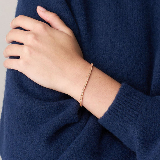 Bracciale tennis Fossil Ellis in ottone colore oro rosa Regolabile 16,5-19,5 cm