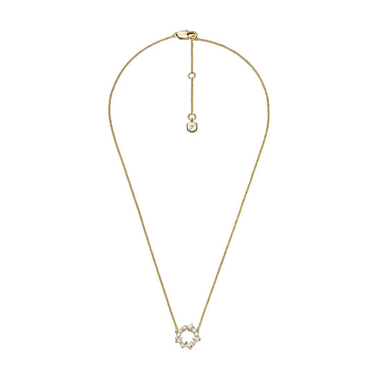 Collana catena Fossil Ellis in ottone oro con cristalli MISURA UNICA