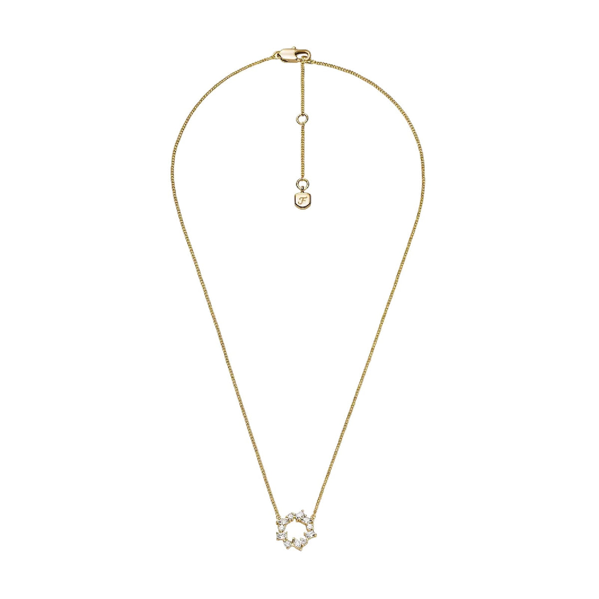Collana catena Fossil Ellis in ottone oro con cristalli MISURA UNICA