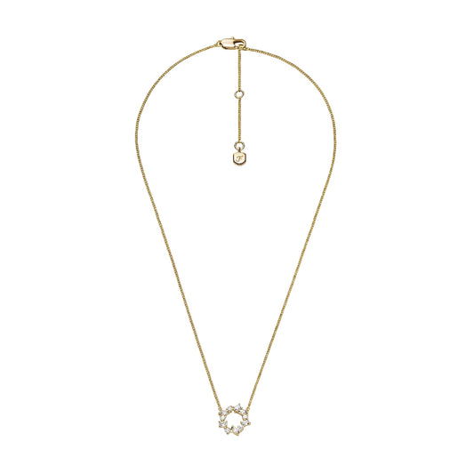 Collana catena Fossil Ellis in ottone oro con cristalli MISURA UNICA