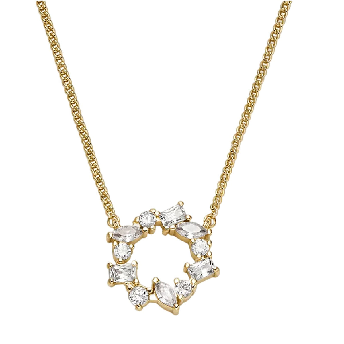 Collana catena Fossil Ellis in ottone oro con cristalli MISURA UNICA