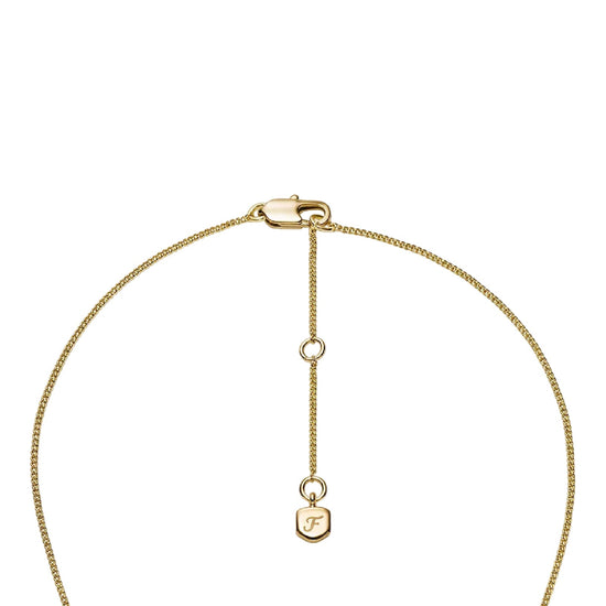 Collana catena Fossil Ellis in ottone oro con cristalli MISURA UNICA