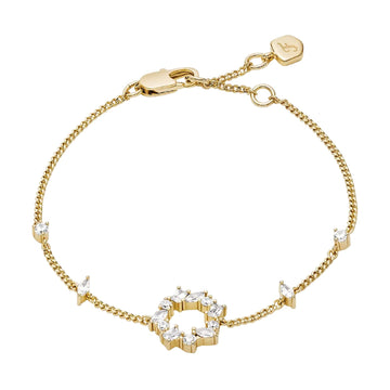 Bracciale catena Fossil Ellis in ottone oro con cristalli 19 cm