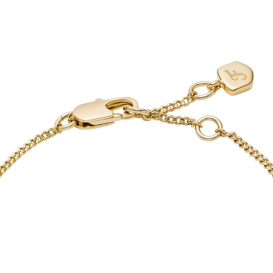 Bracciale catena Fossil Ellis in ottone oro con cristalli 19 cm