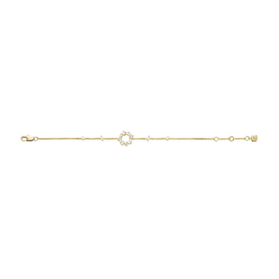 Bracciale catena Fossil Ellis in ottone oro con cristalli 19 cm