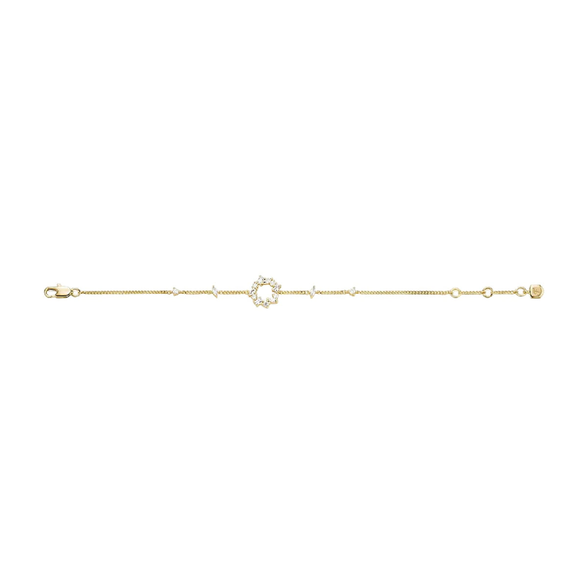 Bracciale catena Fossil Ellis in ottone oro con cristalli 19 cm