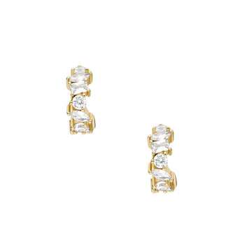Orecchini cerchio Fossil Ellis in ottone oro con cristalli MISURA UNICA