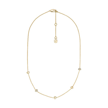 Collana catena Fossil Sutton Heartbeat in ottone oro cuori MISURA UNICA